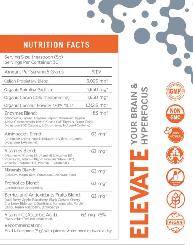 Celion Neuro Cell Elevate Your Brain & Hyper Focus - Cognitive Support Supplement for Enhanced Brain Function & Clarity