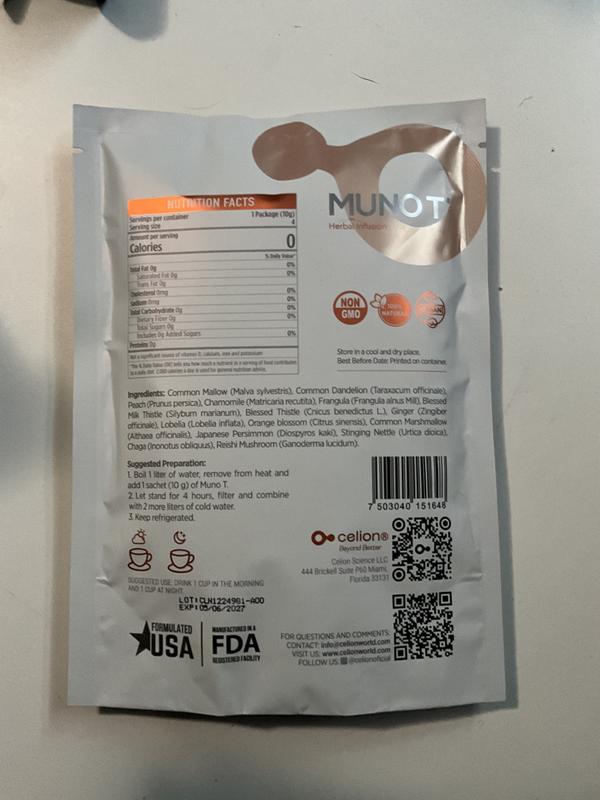 Celion 4 Muno T Natural Herbal Tea - 0.35 oz 100% Natural Detox Tea with 16 Natural Ingredients