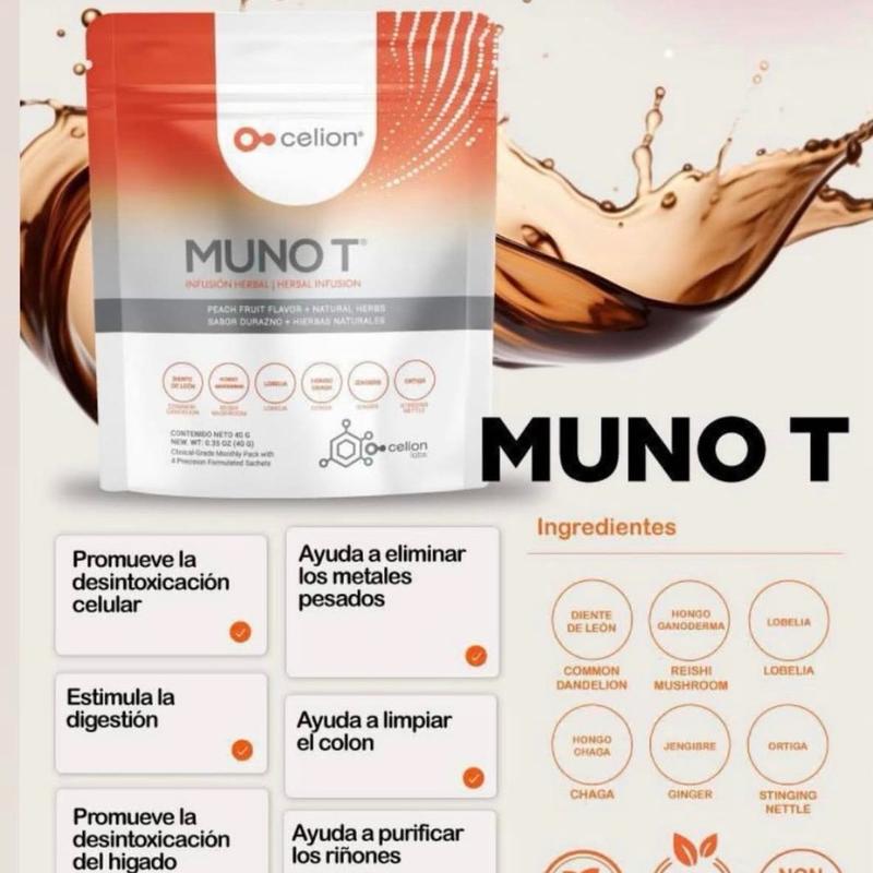 Celion 4 Muno T Natural Herbal Tea - 0.35 oz 100% Natural Detox Tea with 16 Natural Ingredients
